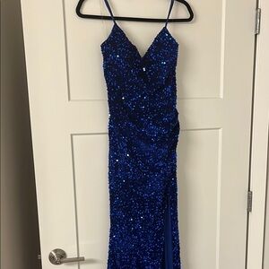 Elegant Blue Sequin Dress
